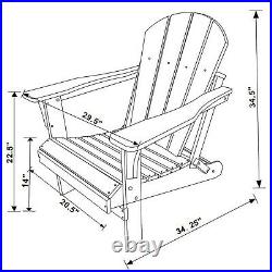 Adirondack Chair Folding Patio Outdoor Poly Seat Lounge Garden Deck UV Protected