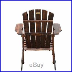 Adirondack Outdoor Patio Deck Wood Lounge Chair Seat with Ottoman Carbonized Brown
