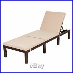 Adjustable Chaise Lounge Chair 4 Position Patio Outdoor Wicker Rattan Cushion