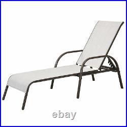 Adjustable Chaise Lounge Chair Recliner Patio Yard Outdoor with Armrest Grey