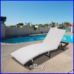 Adjustable Pool Chaise Lounge Chair Outdoor Patio Furniture PE Wicker With Cushion