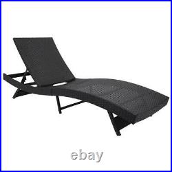 Adjustable Pool Chaise Lounge Chair Outdoor Patio Furniture PE Wine With Cushion