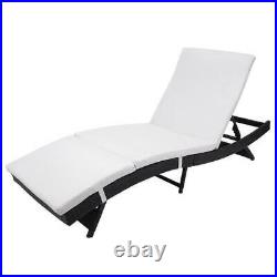 Adjustable Pool Chaise Lounge Chair Outdoor Patio Furniture PE Wine With Cushion