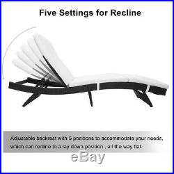 Adjustable Pool Chaise Lounge Chair Patio Furniture PE Wicker WithCushion S Style