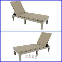 Adjustable Pool Chaise Lounge Set 2 Pcs Outdoor Beach Patio Chair with Cushion