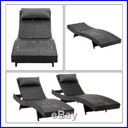 Adjustable Wicker Chaise Lounge Couch Chair Recline Headrest Poolside Beach 2000