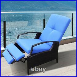 Adjustable Wicker Recliner Cushion Chair Pool Chaise Patio Lounge outdoor