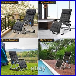 Adjustable Zero Gravity Chair Folding Lounge Chair Lawn Reclining Chaise WithMat