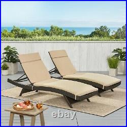 Albany Outdoor Caramel Water-Resistant Fabric Chaise Lounge Cushions (Set of 2)