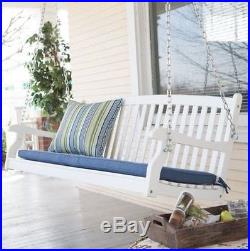 All Weather Curved Back Wooden Porch Swing WHITE Patio Backyard 5 Ft Garden NEW