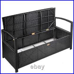 All-Weather UV Outdoor Storage Bench Garden Pool Deck Box Patio with Cushion