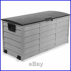 All Weather UV Pool Deck Box Storage Shed Bin Backyard Patio Outdoor with Wheel