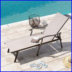 Aluminum Adjustable Chaise Lounge Chair 5-Position and Full Flat Patio Recliner