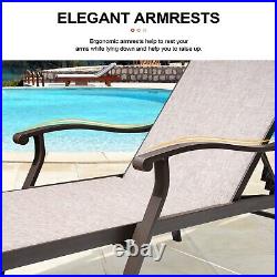 Aluminum Adjustable Chaise Lounge Chair 5-Position and Full Flat Patio Recliner