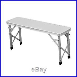 Aluminum Folding Camping Picnic Table With 2 Bench Chair Seats Portable Set