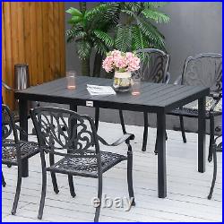 Aluminum Outdoor Patio Dining Table for 6 for Garden Lawn Backyard, Black