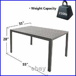 Aluminum Rectangle Dining Table Outdoor Indoor Patio Large Party BBQ Desk Gray
