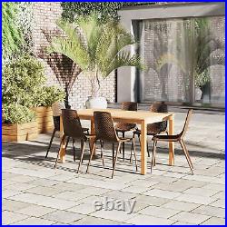 Amazonia Neuvy 7-Piece Outdoor Dining Set Teak Finish Brown Chairs