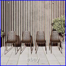 Amazonia Neuvy 7-Piece Outdoor Dining Set Teak Finish Brown Chairs