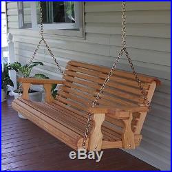 Amish Heavy Duty 800 Lb Roll Back Treated Porch Swing With Cupholders