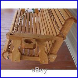 Amish Heavy Duty 800 Lb Roll Back Treated Porch Swing With Cupholders