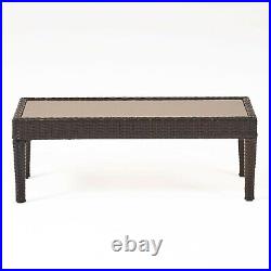 Antibes Outdoor Wicker Loveseat and Coffee Table with Cushions