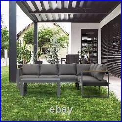 Aoodor 5PCS Outdoor Metal Sofa Aluminum Sectional Patio Furniture Set with Cushion