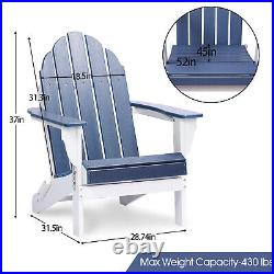 Aoodor HDPE Folding Adirondack Chair Outdoor Patio All-Weather Fire Pit Chairs
