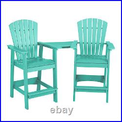 Aoodor Tall Adirondack Chairs Set of 2, HDPE Patio Bar Stool with Connecting Tray