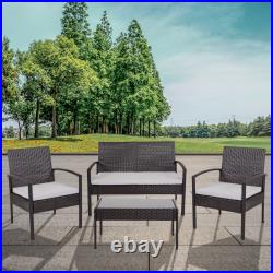 Arielle Four Piece Patio Set with Steel Frames with Gray Woven Rattan Detaili