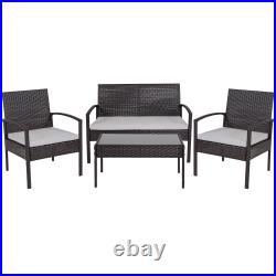 Arielle Four Piece Patio Set with Steel Frames with Gray Woven Rattan Detaili