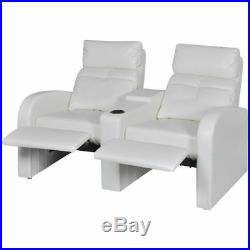 Artificial Leather 2-Seat Home Theater Movie TV Recliner Sofa Lounge White/Black