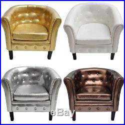 Artificial Leather Tufted Tub/Barrel Club Chair Accent Armchair 4 Colors Opt