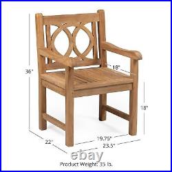 Ash & Ember Grade A Teak Lismore Dining Armchair, Weather Resistant Patio Dining