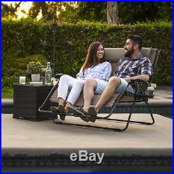 BCP 2-Person Double Wide Zero Gravity Chair Lounger with Cup Holders, Headrest