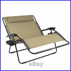 BCP 2-Person Double Wide Zero Gravity Chair Lounger with Cup Holders, Headrest
