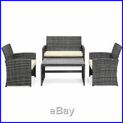 BCP 4-Piece Outdoor Wicker Sofa Furniture Set with 1 Double, 2 Single Sofas, Table