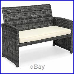 BCP 4-Piece Outdoor Wicker Sofa Furniture Set with 1 Double, 2 Single Sofas, Table