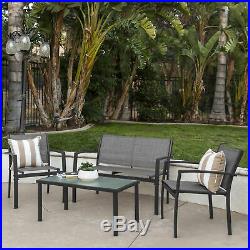 BCP 4-Piece Patio Conversation Set with Loveseat, 2 Chairs, Table Gray