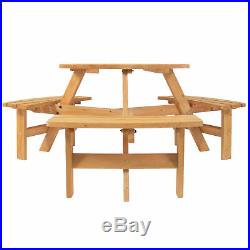 BCP 6-Person Circular Wooden Picnic Table with Benches Natural