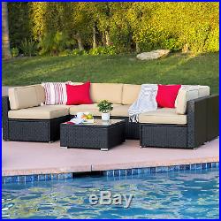 BCP 7pc Outdoor Patio Garden Wicker Furniture Rattan Sofa Set Sectional Black
