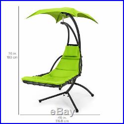 BCP Hanging Curved Chaise Lounge Chair with Built-In Pillow, Removable Canopy