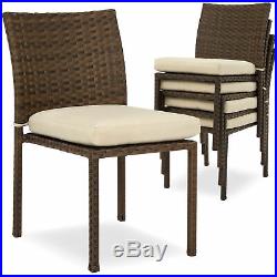 BCP Set of 4 Stackable Outdoor Patio Wicker Chairs with Cushions, UV-Resistance