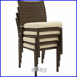 BCP Set of 4 Stackable Outdoor Patio Wicker Chairs with Cushions, UV-Resistance