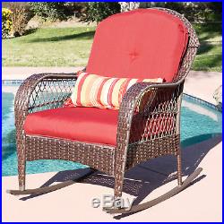 BCP Wicker Rocking Chair Patio Deck Furniture All Weather Proof With Cushions