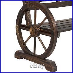 BCP Wooden Wagon Wheel Bench Brown
