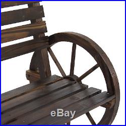 BCP Wooden Wagon Wheel Bench Brown