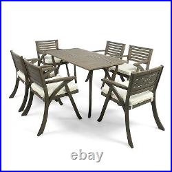 Baia Outdoor 7 Piece Weathered Gray Wood Dining Set