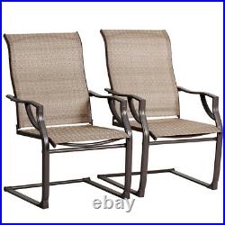 Bali Outdoor All-Weather Spring Motion Teslin Patio Dining Chairs Set of 2 PCS