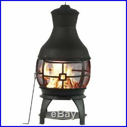 Bali Outdoor Chiminea Durable Cast Iron Wood Burning Heater Patio with cover